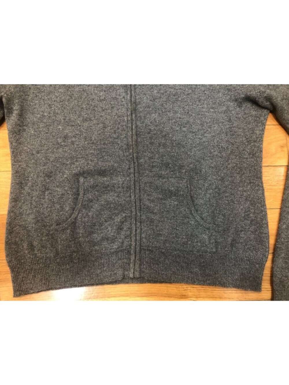 Vintage Marshall Field's 100% Cashmere Knit Zip Up Hoodie Charcoal Gray Sz Large - Picture 7 of 12